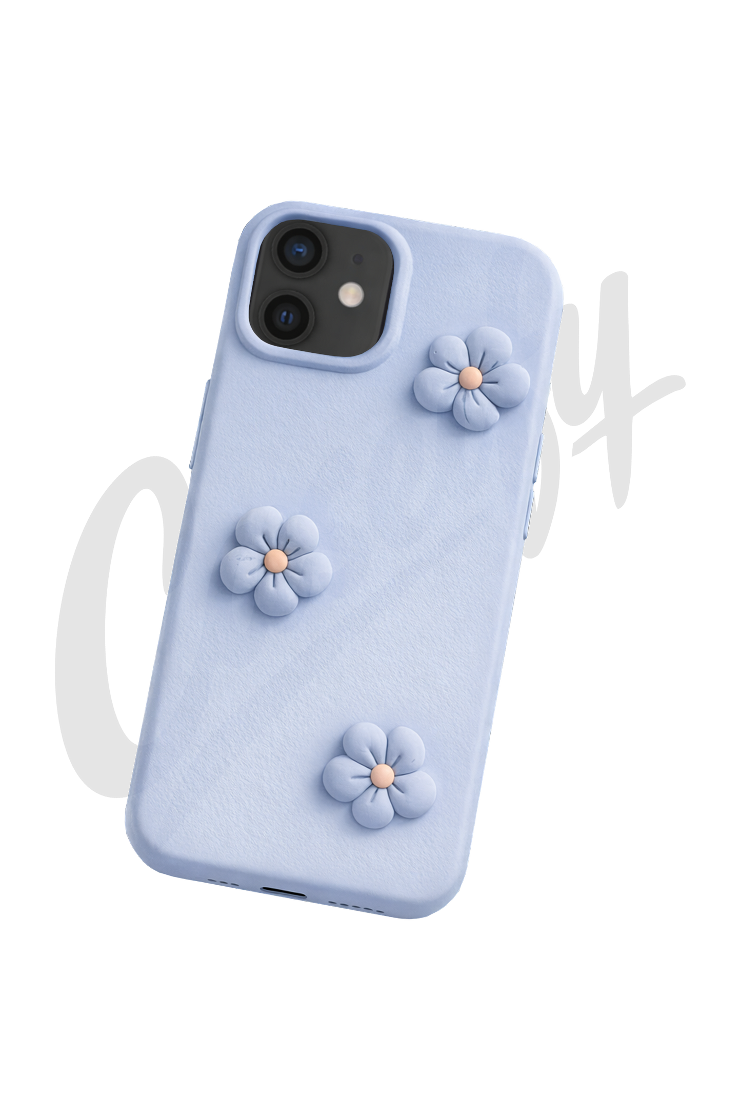Blue Silicone Case with Flowers