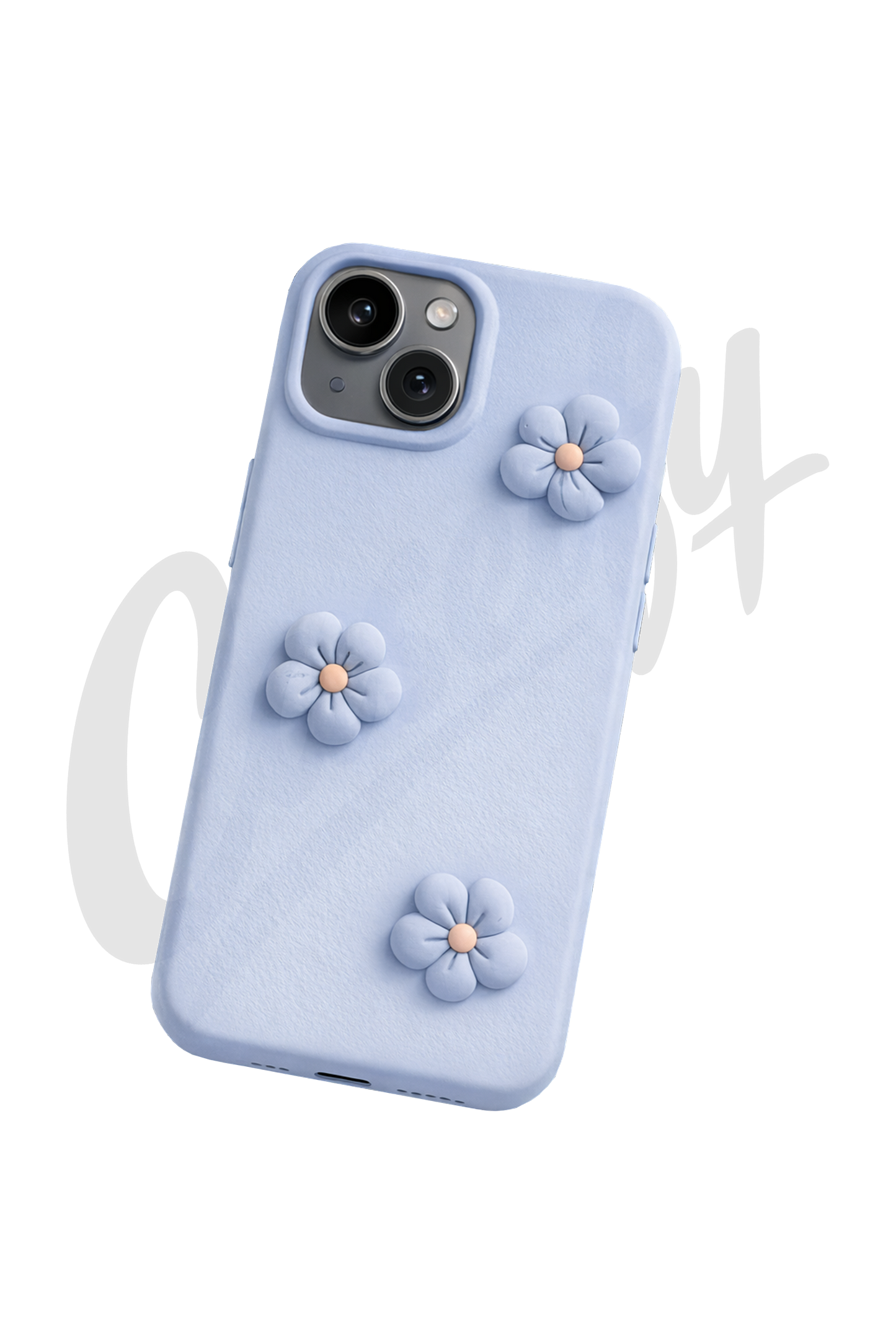 Blue Silicone Case with Flowers