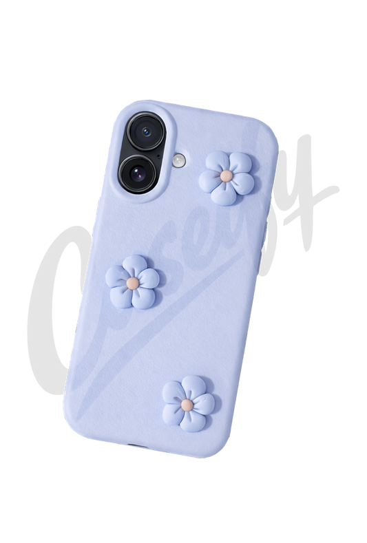 Blue Silicone Case with Flowers