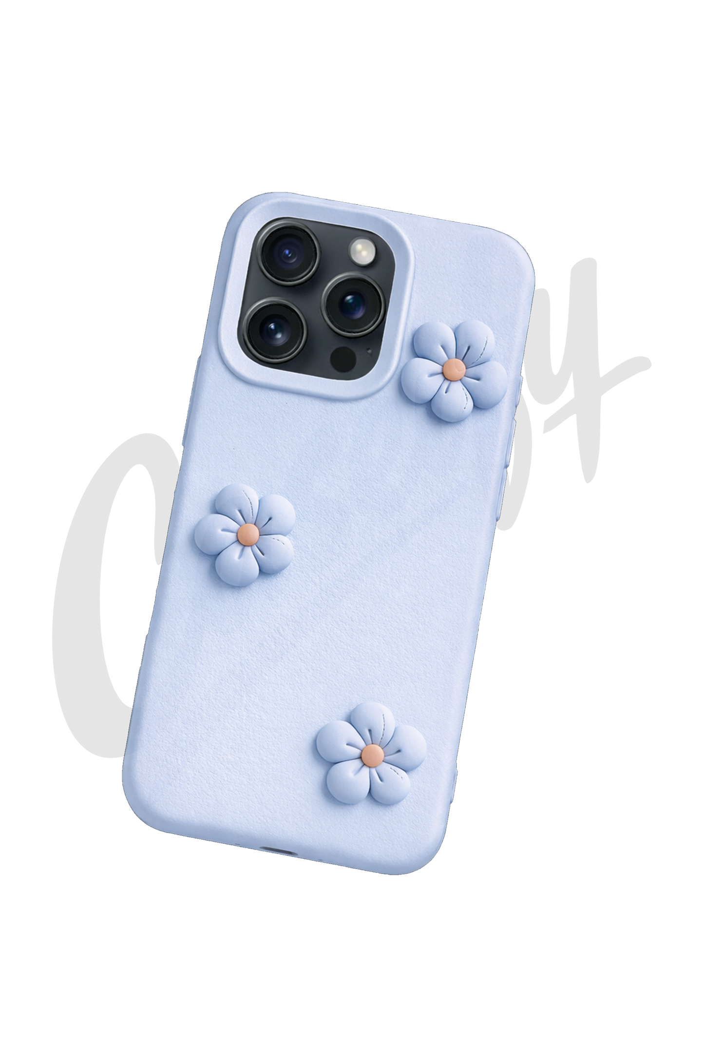 Blue Silicone Case with Flowers