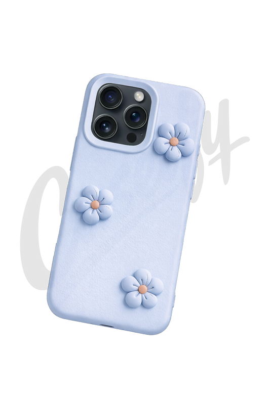 Blue Silicone Case with Flowers