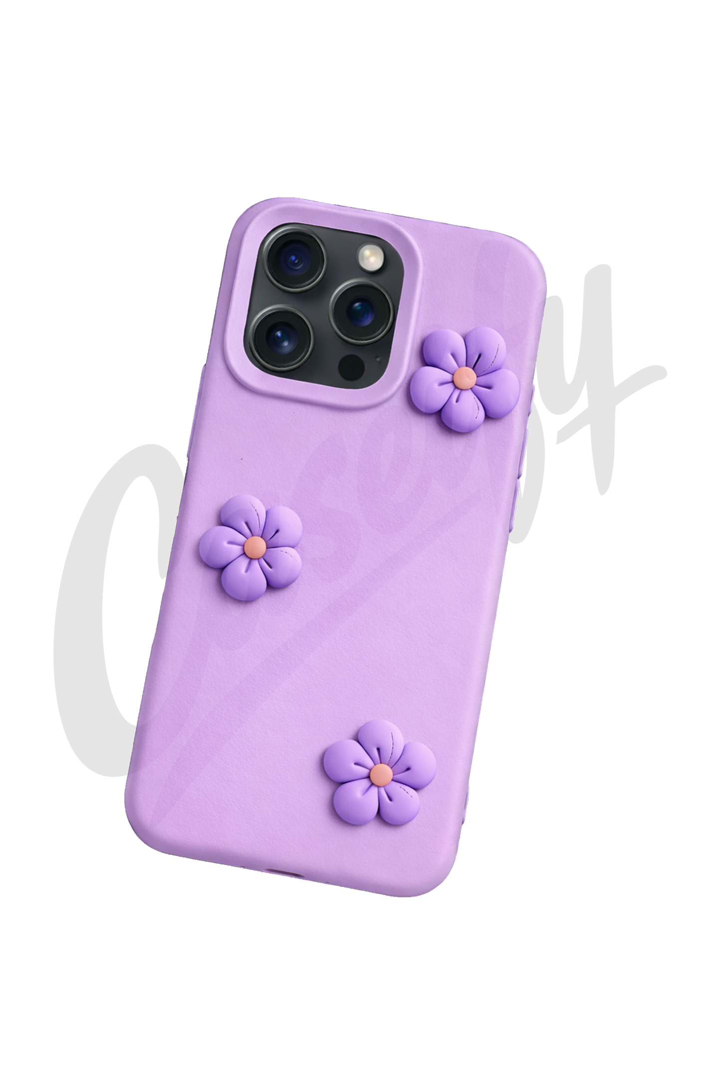 Lilac Silicone Case with Flowers