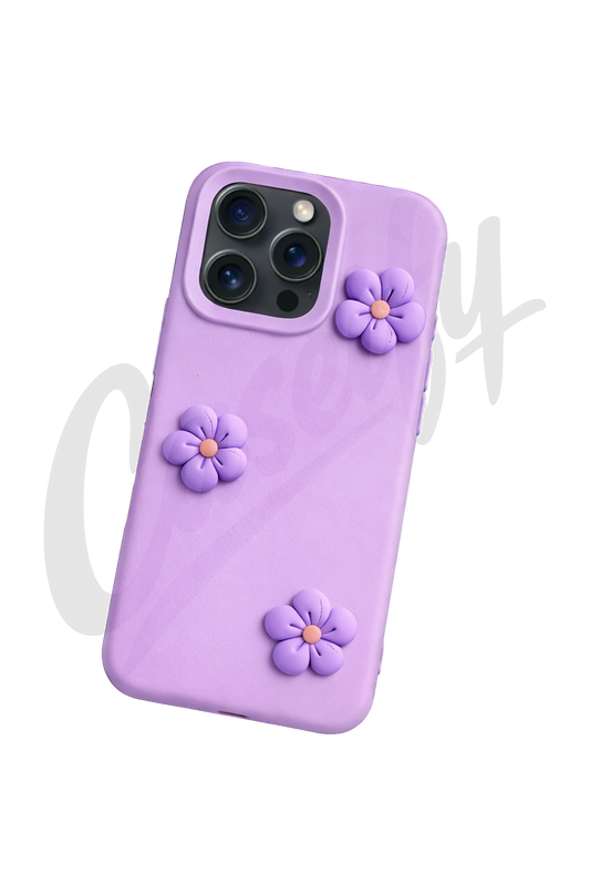 Lilac Silicone Case with Flowers