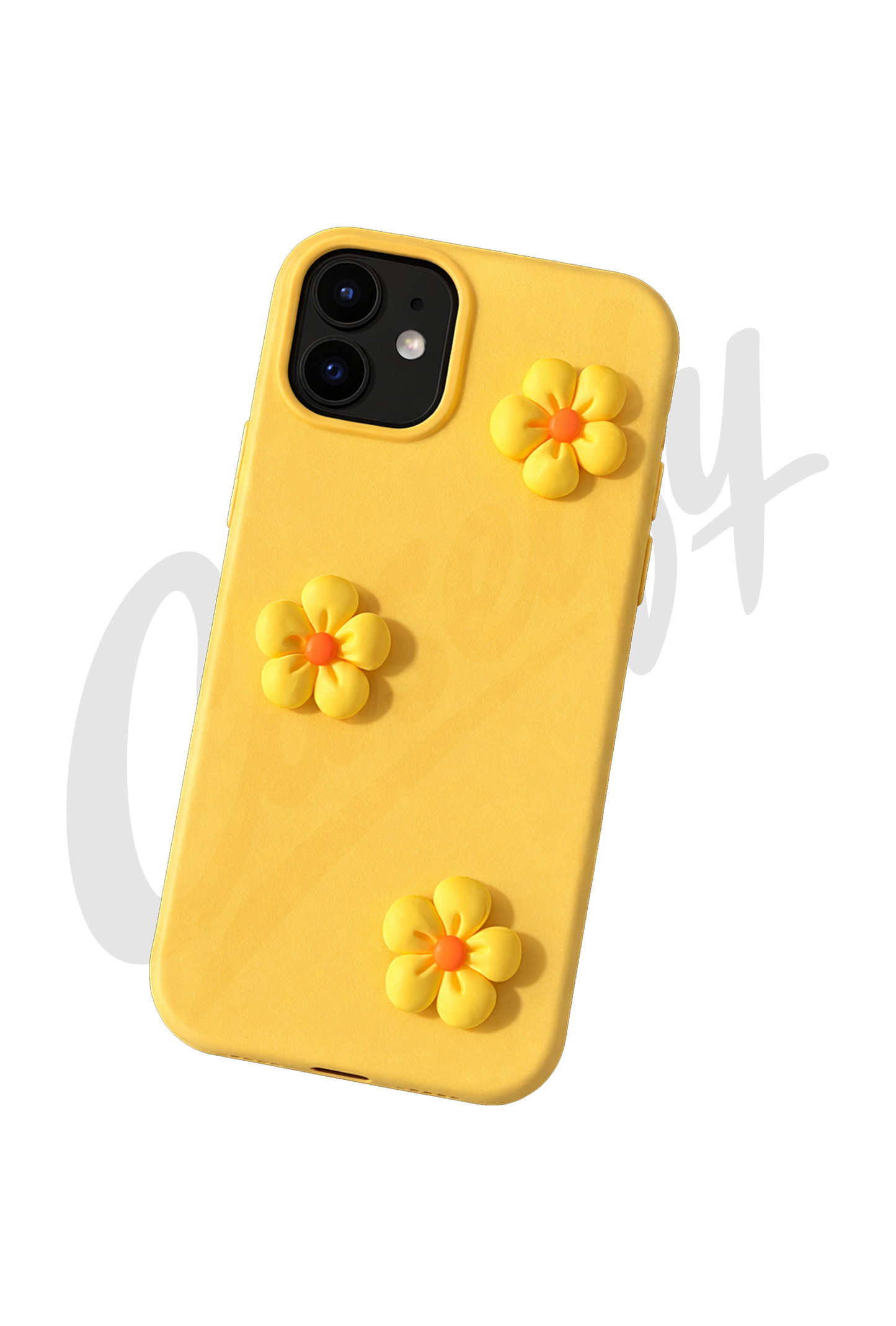 Yellow Silicone Case with Flowers
