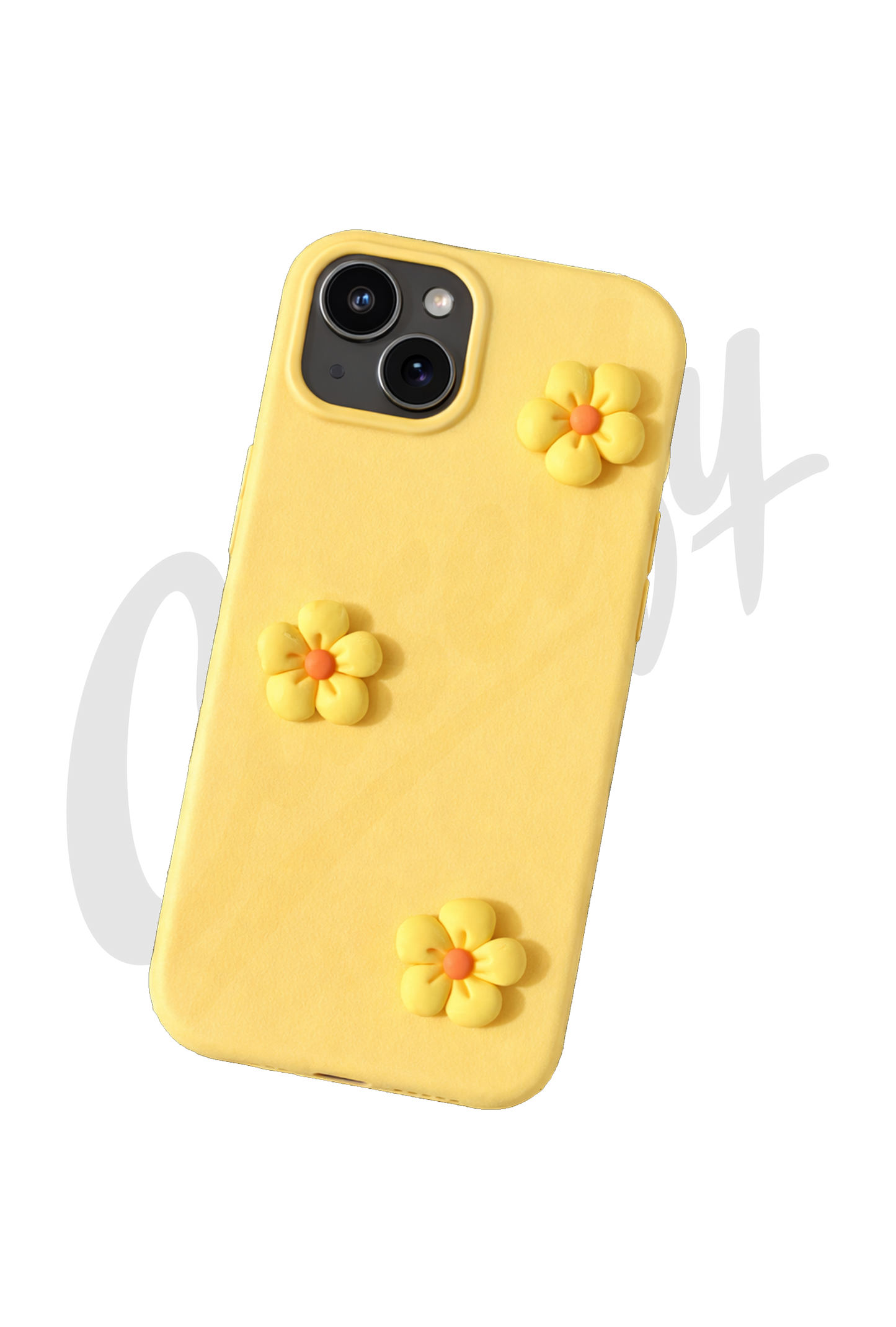 Yellow Silicone Case with Flowers