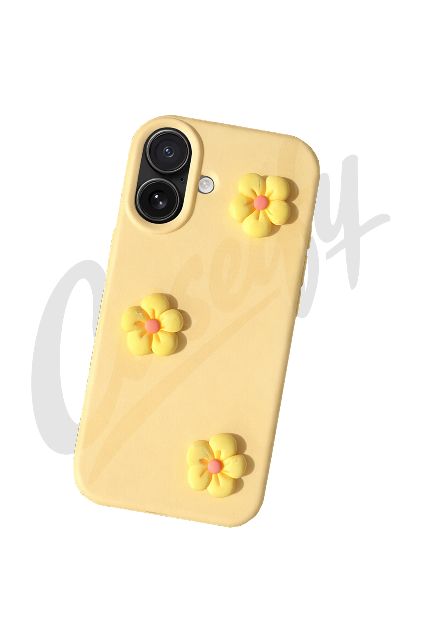 Yellow Silicone Case with Flowers