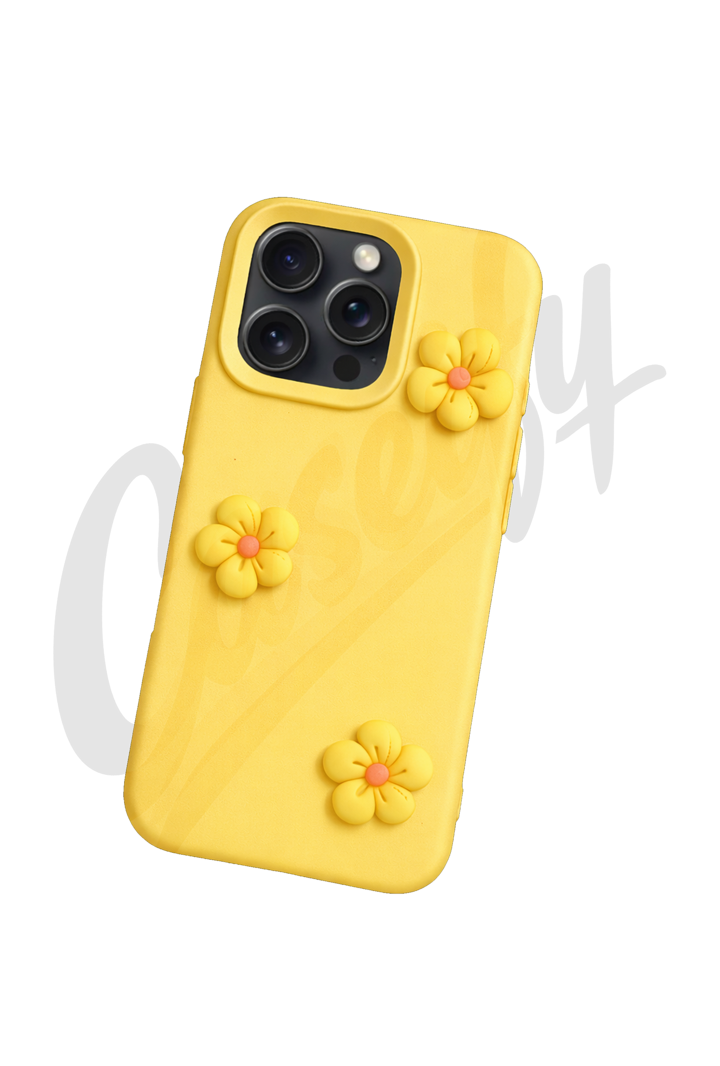 Yellow Silicone Case with Flowers