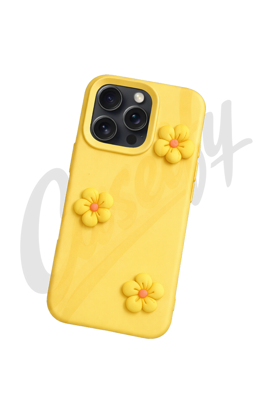 Yellow Silicone Case with Flowers